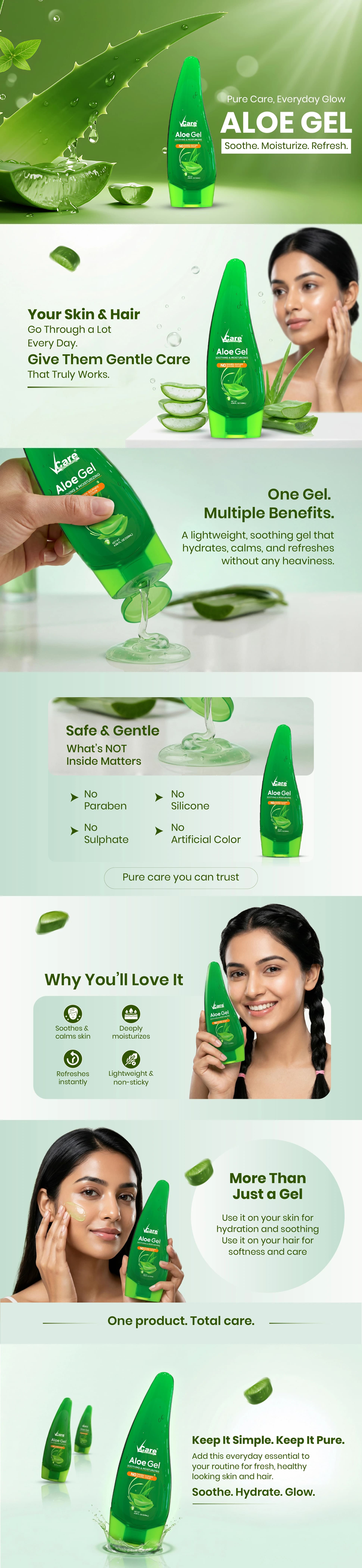 Aloe Gel for Soothing & Moisturizing - 120gm