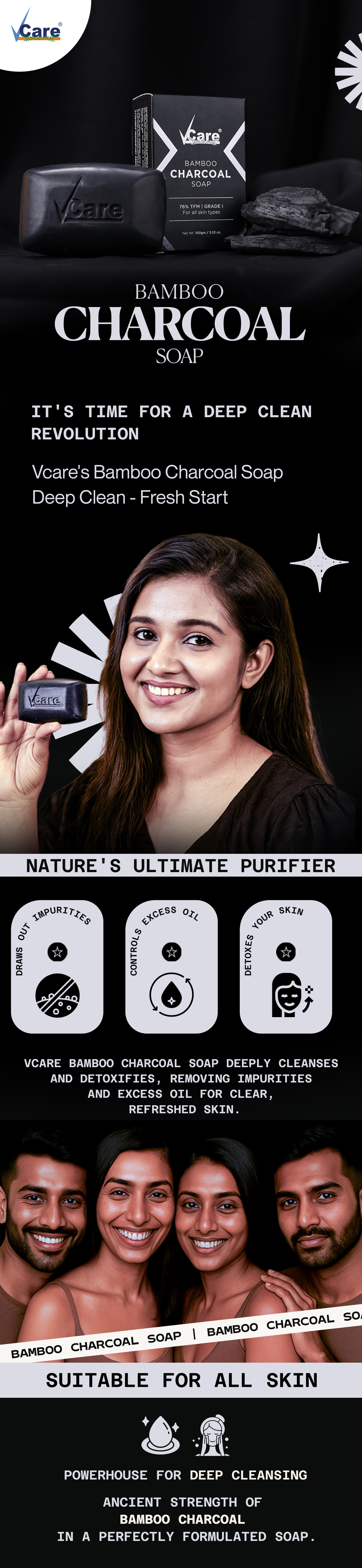 Bamboo Charcoal Soap - 100gm