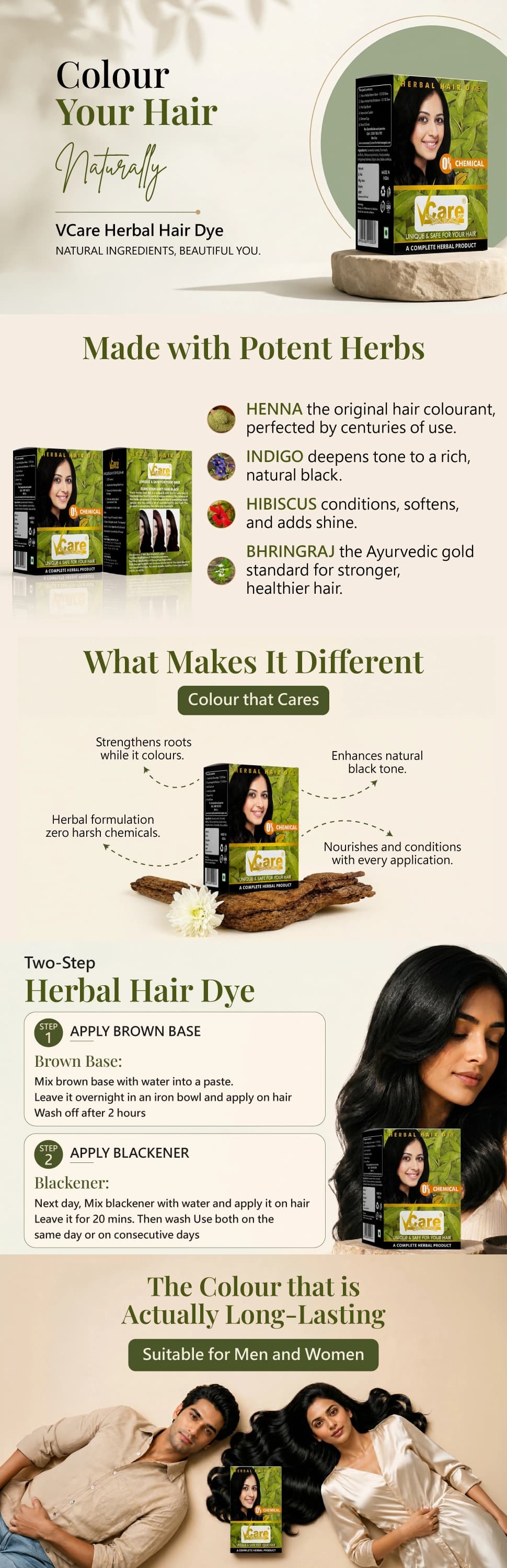 Herbal Hair Dye Black for Men & Women - 60gms | Pack Of 1