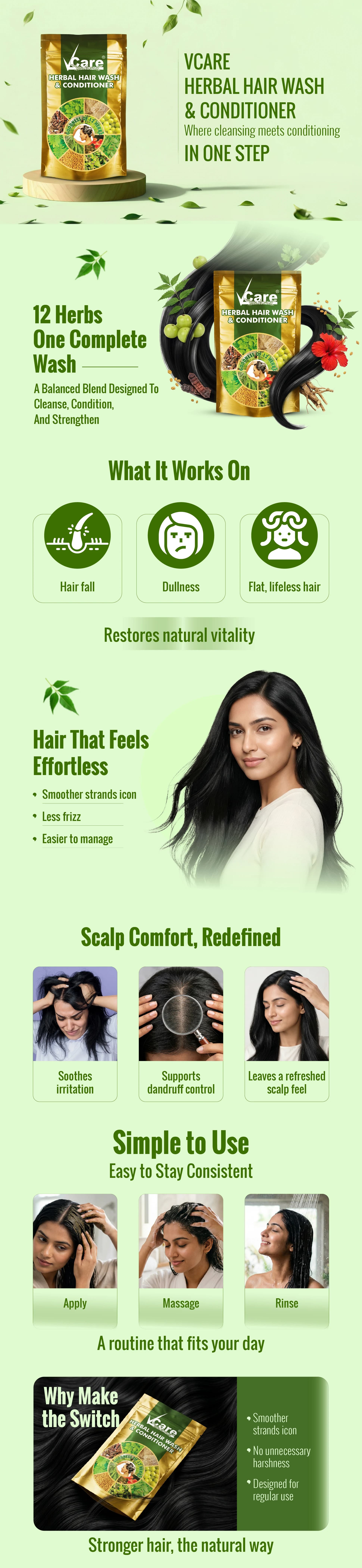 Herbal Hair Wash Powder And Conditioner - 100gm | Pack of 1