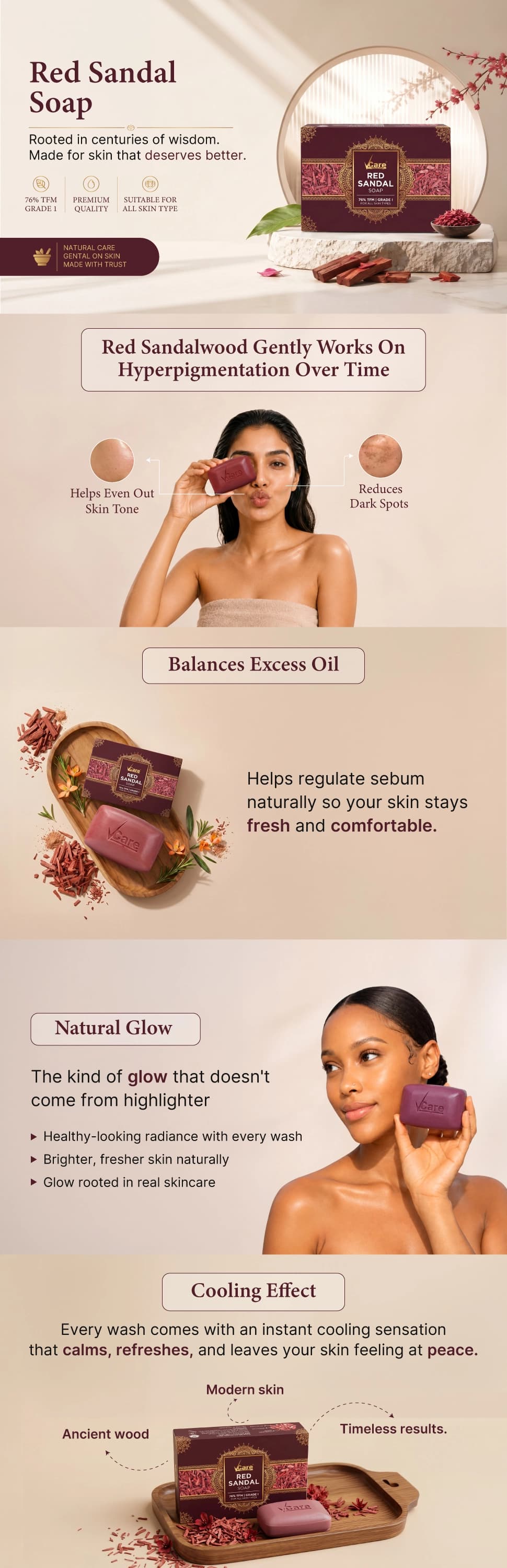 Red Sandal Soap - 100gm