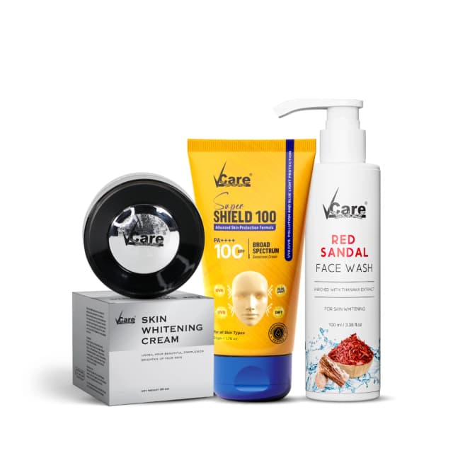 Skin Whitening Cream - 20g Combo with Super Shield 100 - 50g & Red Sandal Face Wash - 100ml