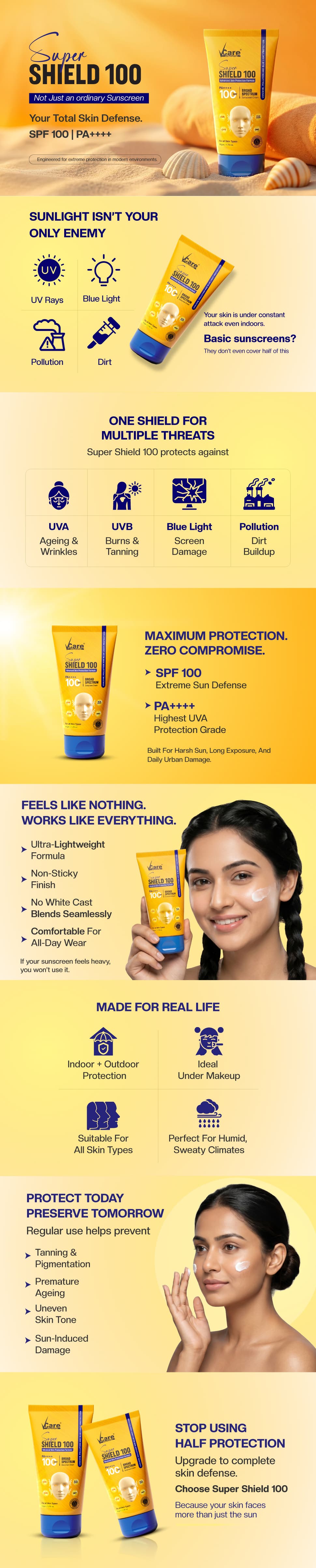 Super Shield 100 Sunscreen Cream 50g + FREE Swarnothaya Soap 100g