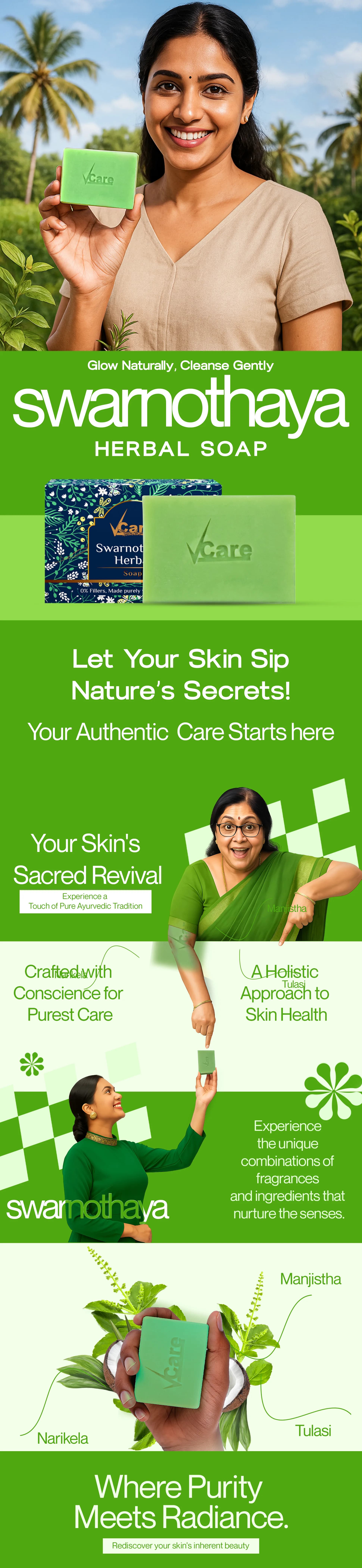 Swarnothaya Herbal Soap for Natural Glow – 100gm