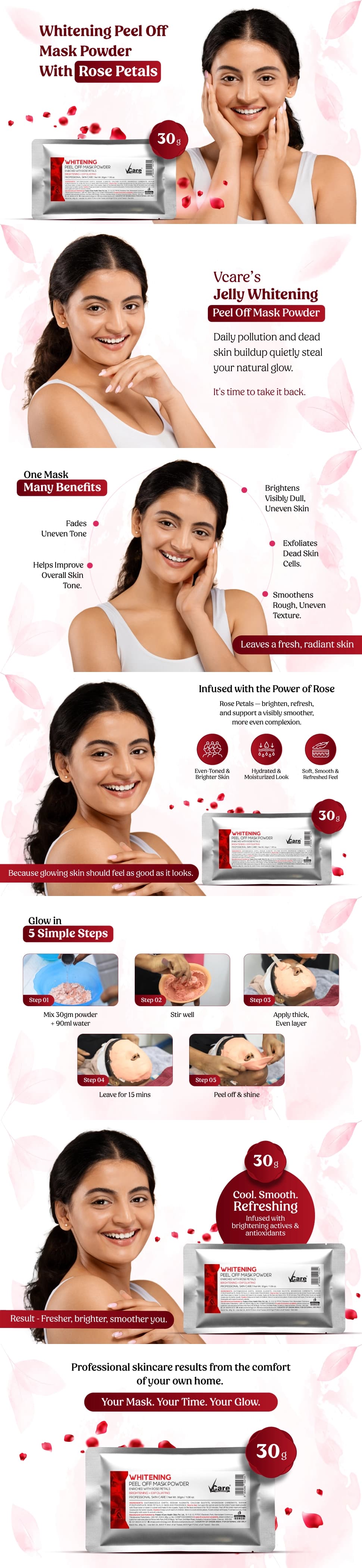 Whitening Peel Off Mask Powder for brightening - 30gm | Pack of 1
