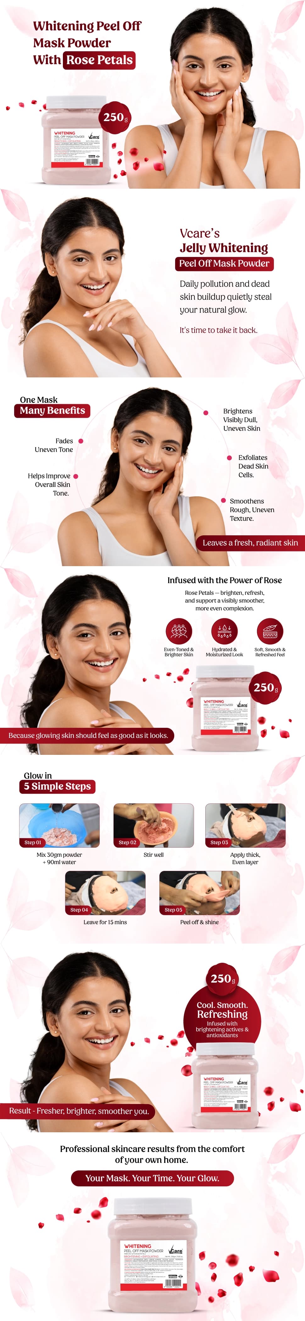 Whitening Peel Off Mask Powder for brightening - 250gm | Pack of 1