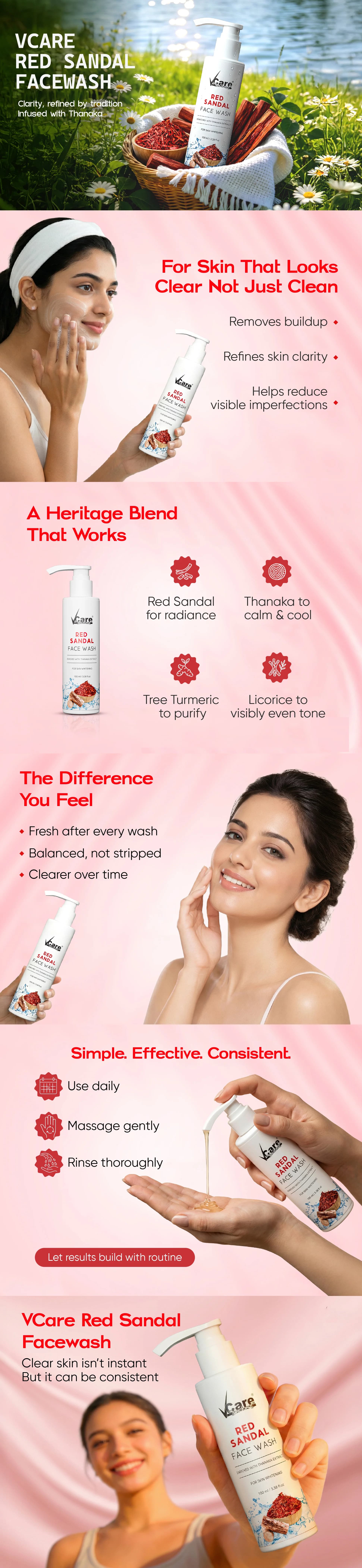 Red Sandal Facewash for Skin Whitening - 100ml | Pack of 1